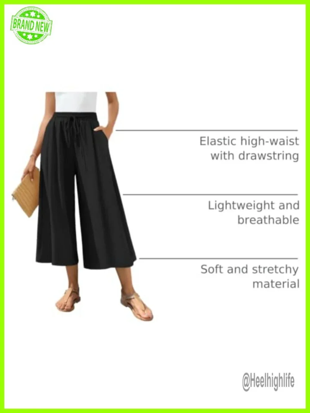 Wide Leg Palazzo Cropped Pants | Dressy Casual Culottes with Pockets